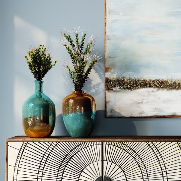 Ваза KARE Design декоративная Лизи блестящая 50 см синий 