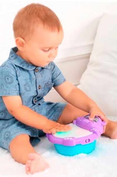 Игрушка музыкальная Bebelino светомузыкальный барабан Бегемотик 58156
