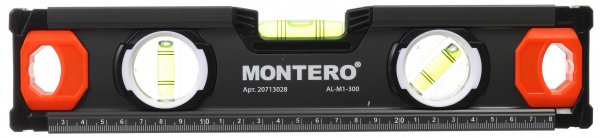 Рівень 30 см Montero з ручками магнітний AL-M1-300