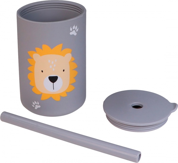 Чашка Tryco с соломинкой силикон пепельно-голубой TR-392823