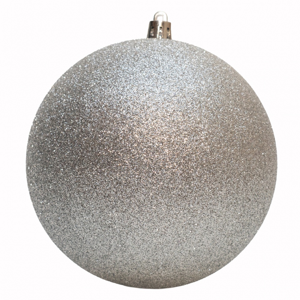 Куля новорічна 12 см глітер срібляста d 120 мм сріблястий 892425