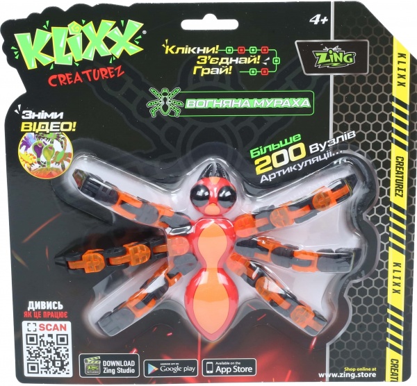 Игрушка Klixx Creaturez Fidget Огненный муравей красно-голубой KX120_B 