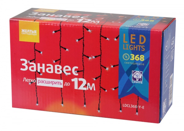 Электрогирлянда-штора (LDCL368-Y-E) встроенный светодиод (LED) 368 ламп 1,5 м 