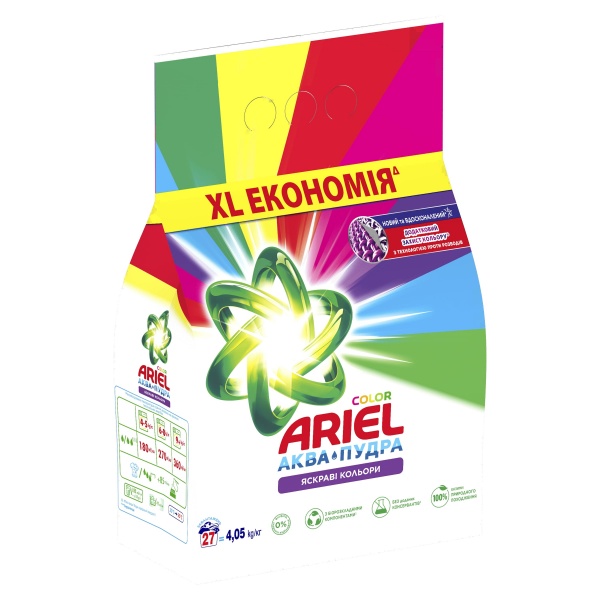 Стиральный порошок для машинной стирки Ariel Аква-Пудра Color 4,05 кг 