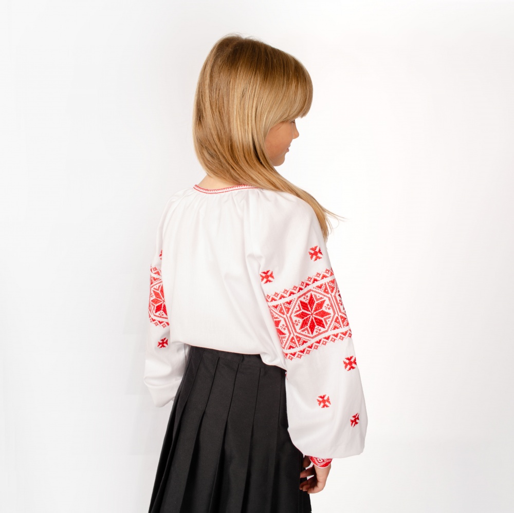 Вишиванка для дівчаток Едельвіка р.134 білий із червоним 381-23/09