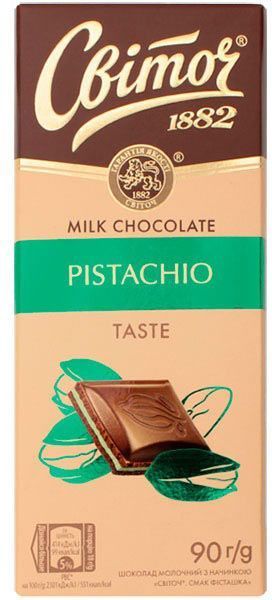 Шоколад Світоч молочний Фісташка 90 г