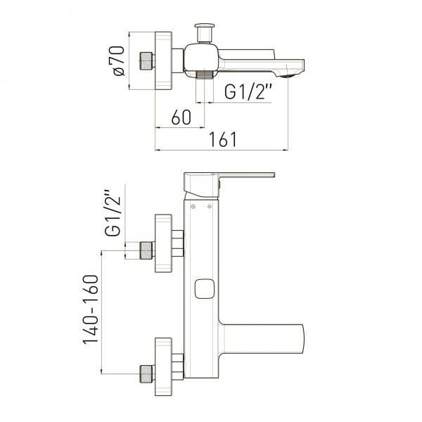 Смеситель для ванны VOLLE Sota 1538.030104