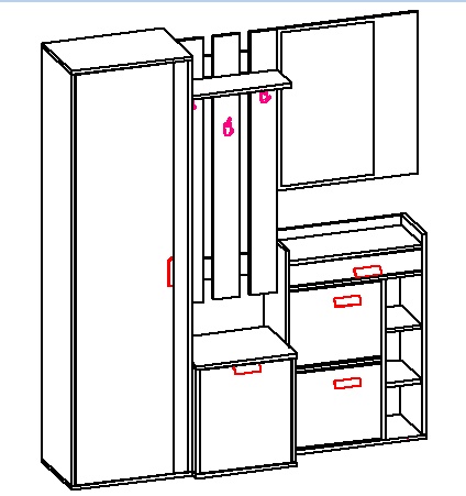 Передпокій з дзеркалом Вісент Бекстріт-4 1800х400х2100 мм графіт / вибілене дерево
