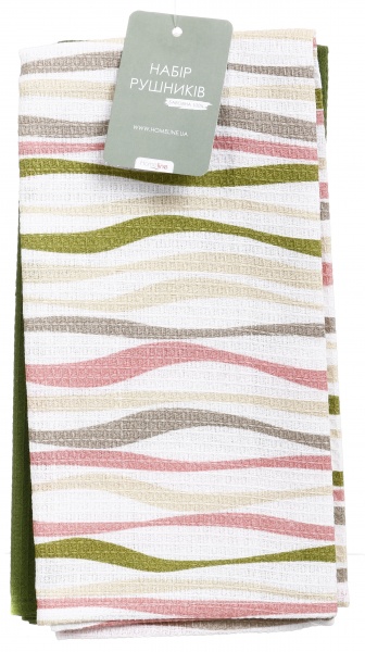 Набір рушників кухонних вафельних Хвиля 2 шт. 45x60 см салатовий Homeline 