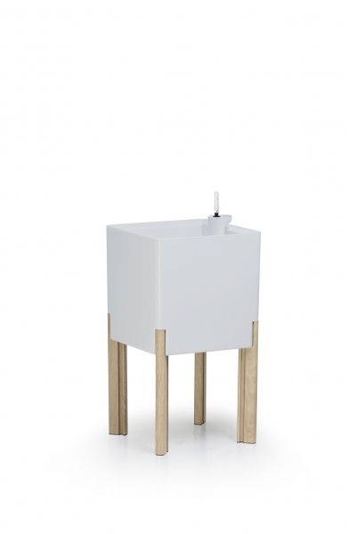 Горщик пластиковий Mondum Медітеранео 40x45x36 см (ніжки коричневі) квадратний 36 л білий 