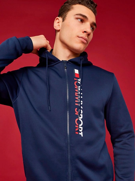 Джемпер Tommy Hilfiger FLEECE ZIP UP HOODY S20S200281401 р. L темно-синий