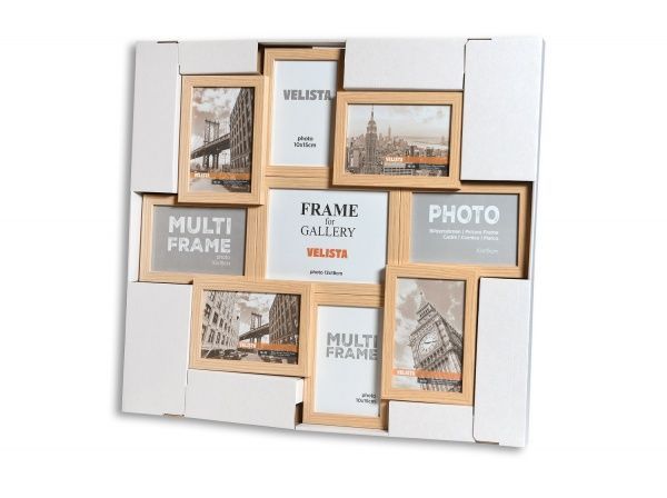 Мультирамка Веліста на 8 фото 15w-3206-11v 15x21/10x15/10x10 см дерево светлое 