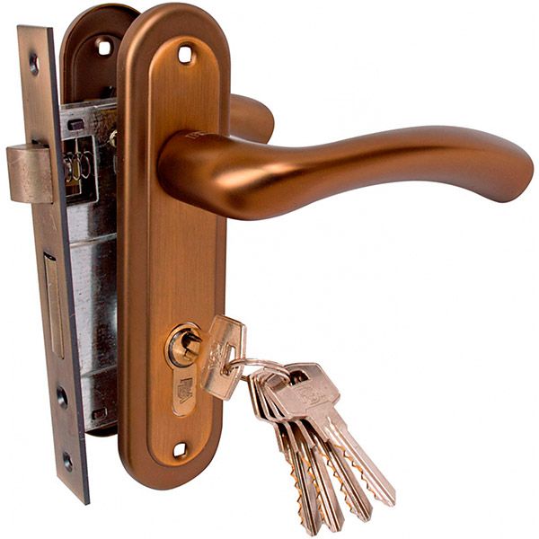 Замок врезной с ручками PZ RDA Siena 62 мм кофейный