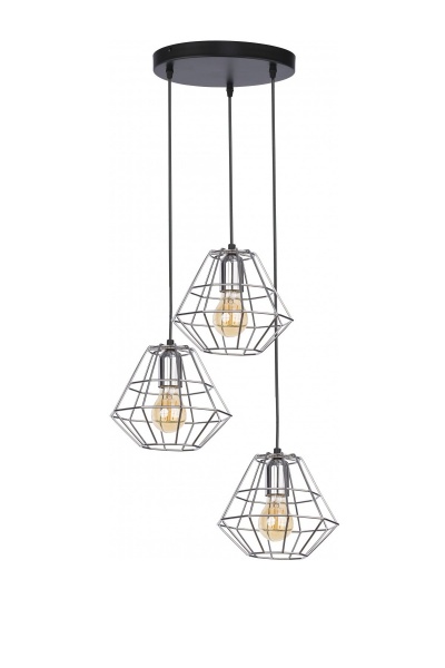 Підвіс TK Lighting Diamond 3x60 Вт Е27 хром/чорний 776 