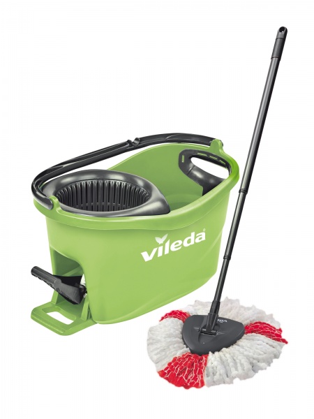 Комплект швабра и ведро с механическим отжимом для пола Vileda Тurbo салатовый 14,5 см 