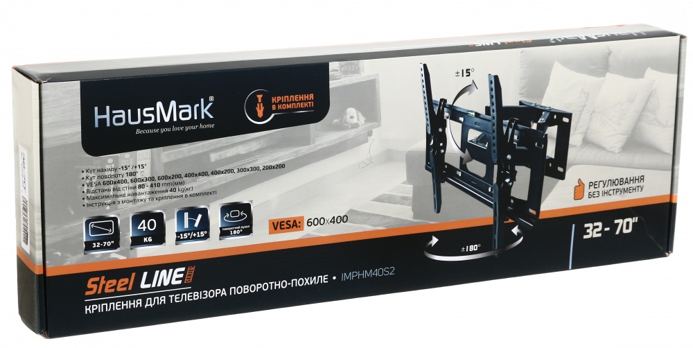 Кріплення для телевізора HausMark IMPHM60S7 поворотно-похилі 32
