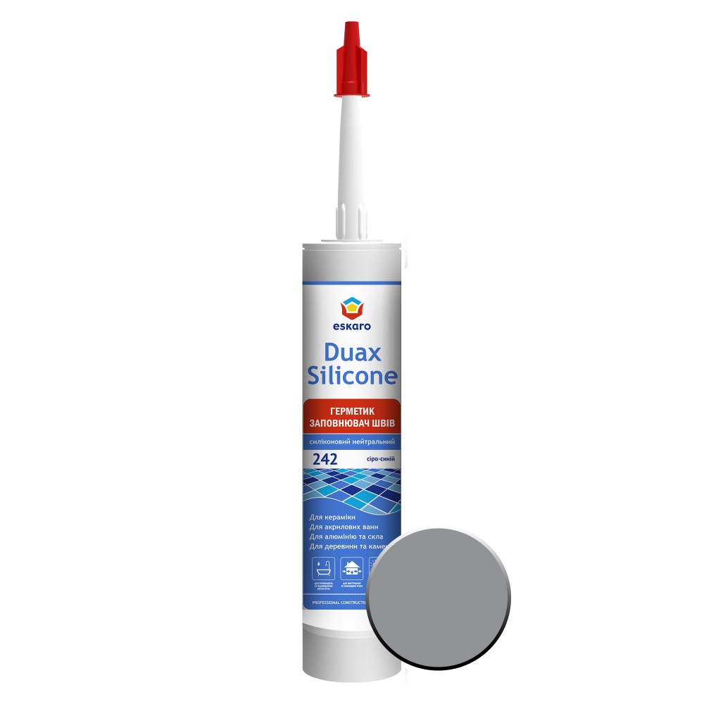 Герметик силіконовий Eskaro Duax Silicone №242 сірийсиній 300 мл 0,29 кг
