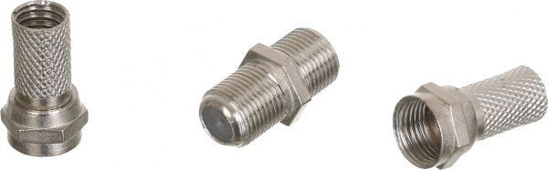 Конектор EMT Зрощувач F гніздо - F гніздо 1 шт. + конектори 2 шт. (комплект)срібний Зрощувач