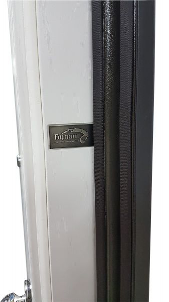 Дверь входная Булат Олимп 216 дуб графит / белая текстура 2050x850мм правая