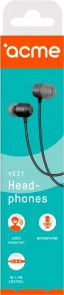 Наушники Acme HE21 Earphones With Mic black 
