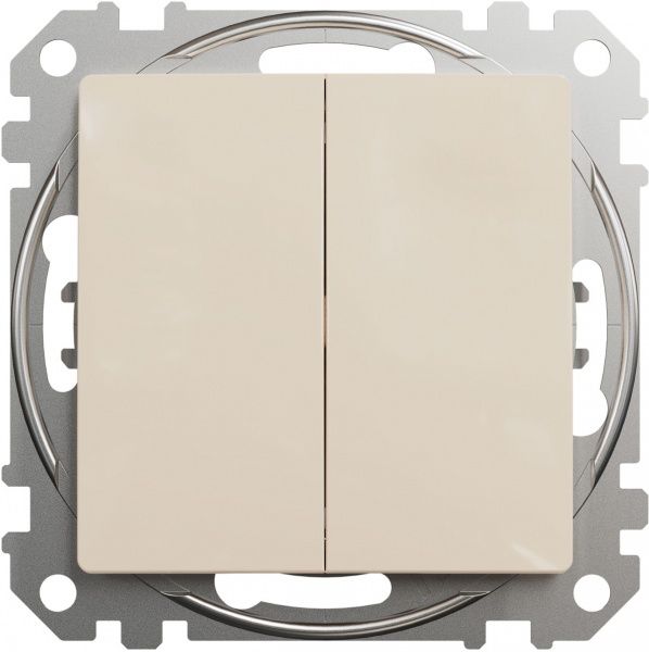 Вимикач двоклавішний Schneider Electric Sedna Design без підсвітки 10 А 250В бежевий SDD112105