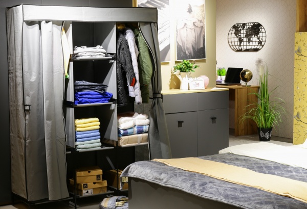 Тканинна шафа London 1720х1280х450 мм сірий із чорним 