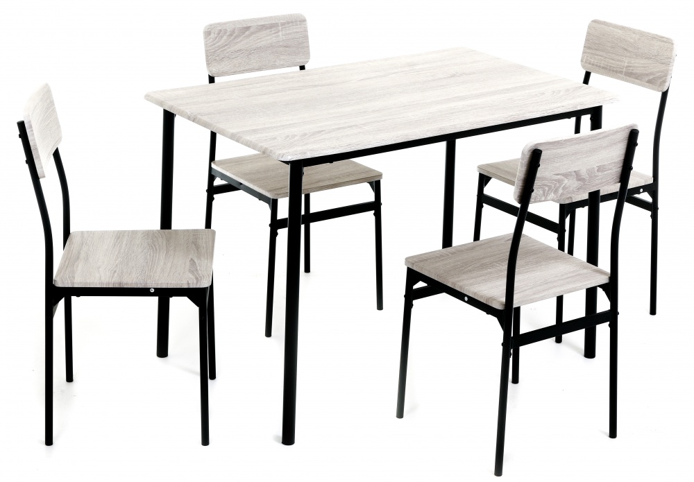 Комплект UP! (Underprice) Practic стол 110х70х76 см + 4 стулья 40х48х84 см дуб сонома/черный