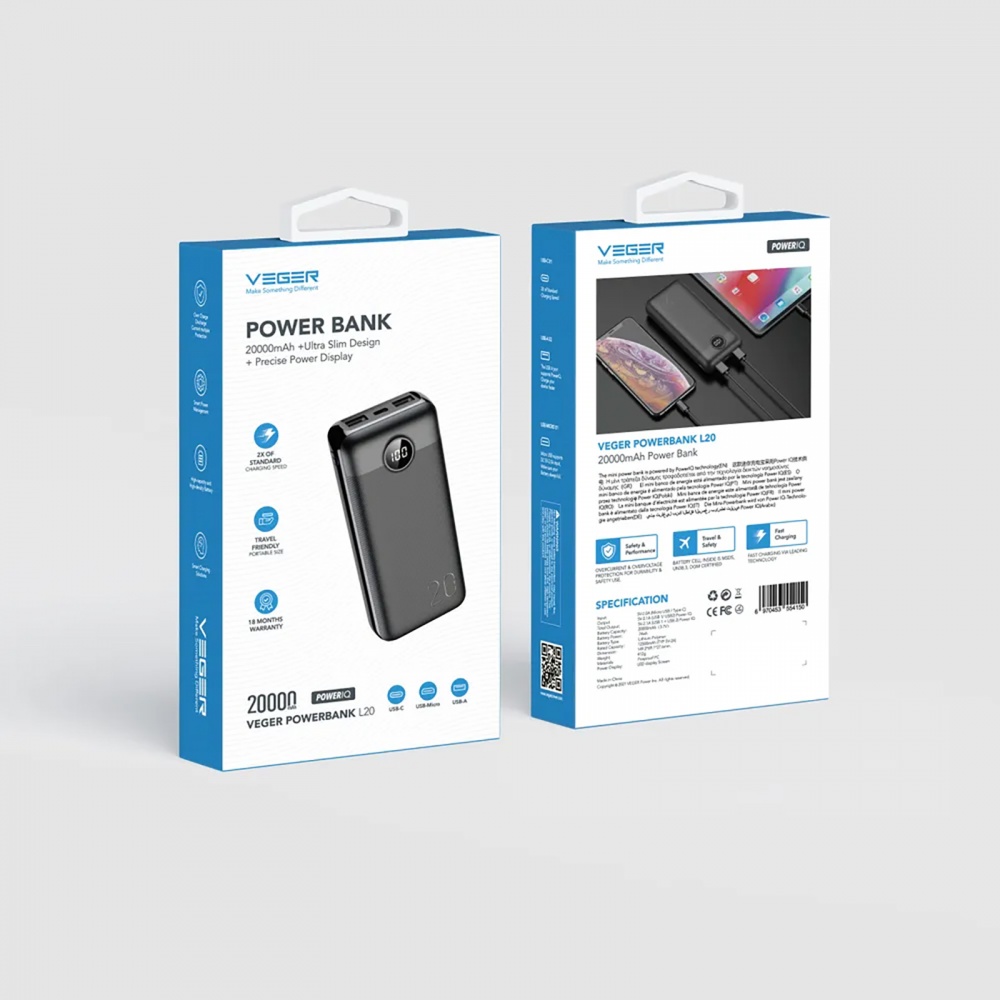 Повербанк VEGER L20S 20000 mAh black (L20S.black)