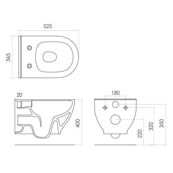 Унитаз подвесной Imprese Labe Rimless i11514