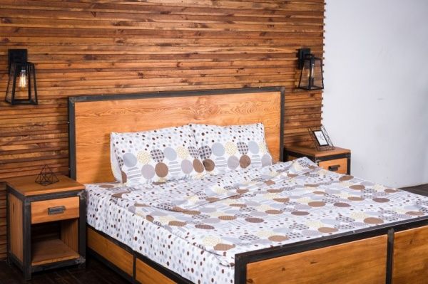 Комплект постільної білизни Тетріс 1,5 біло-блакитнийкоричневий Rigel 