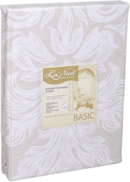 Комплект постільної білизни Вензель 1,5 бежевий La Nuit 