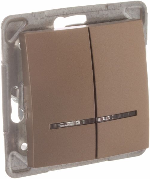 Вимикач двоклавішний Ospel Impresja з підсвіткою 16 А 250В IP20 золотий