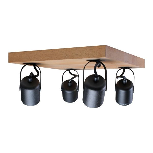 Спот Светкомплект WD 3030 4x40 Вт E27 чорний/дерево 