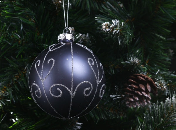 Ялинкова іграшка у формі кулі блакитна 8 см ACT405160 