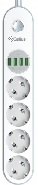 Фильтр-удлинитель Gelius Pro PowerStrip G-Power GP-PS-001 4 USB 3.4A с заземлением 4 гн. белый 2 м 00000088635 