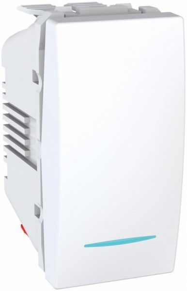 Выключатель проходной одноклавишный Schneider Electric Unica узкий с подсветкой 10 А 250В IP20 белый MGU3.103.18N