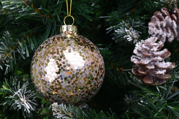 Елочная игрушка в форме шара розовая 8 см ABT620230 