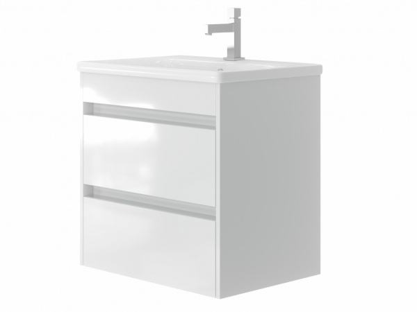 Тумба підвісна ЮВЕНТА Тумба Luton - 65 білий з умивальником Soft-65