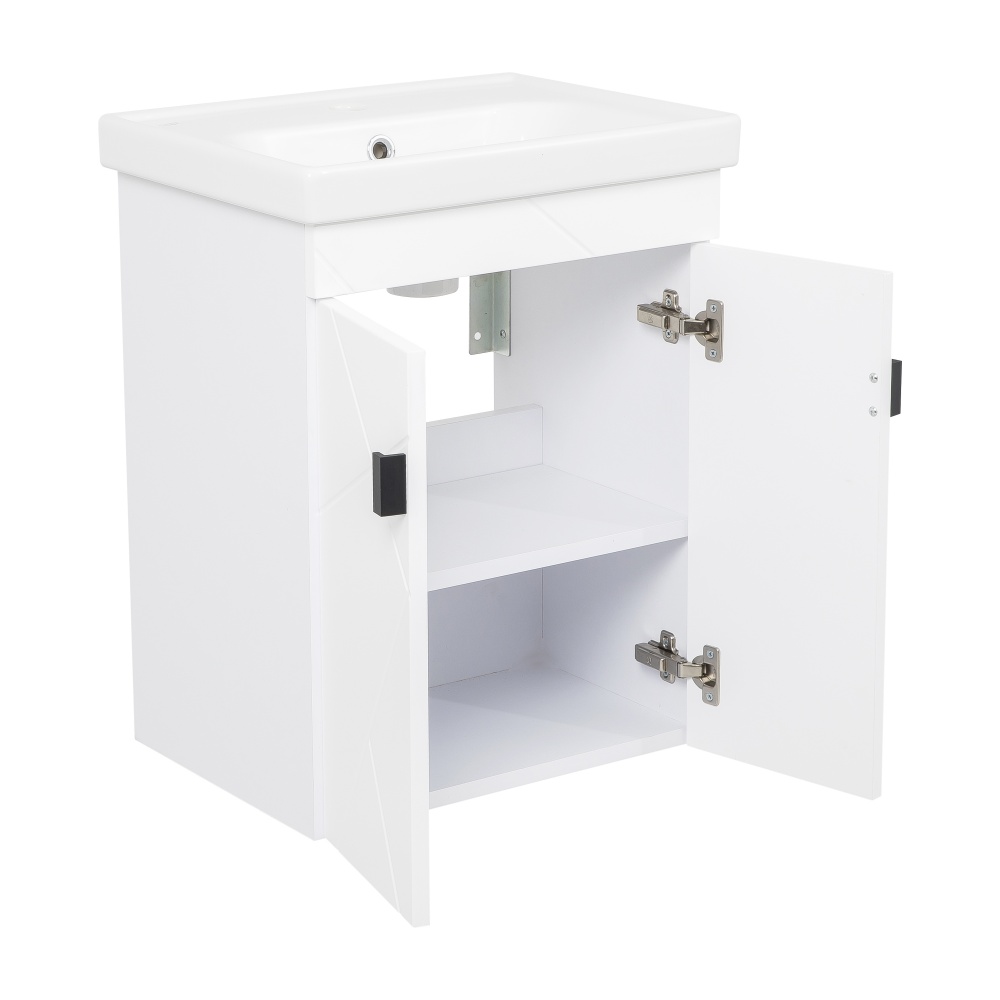 Тумба підвісна Aqua Rodos МИНИ з умивальником Frame 50 см білий