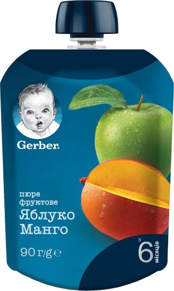 Пюре Gerber Яблуко та манго з 6 місяців 90 г 7613036345866 