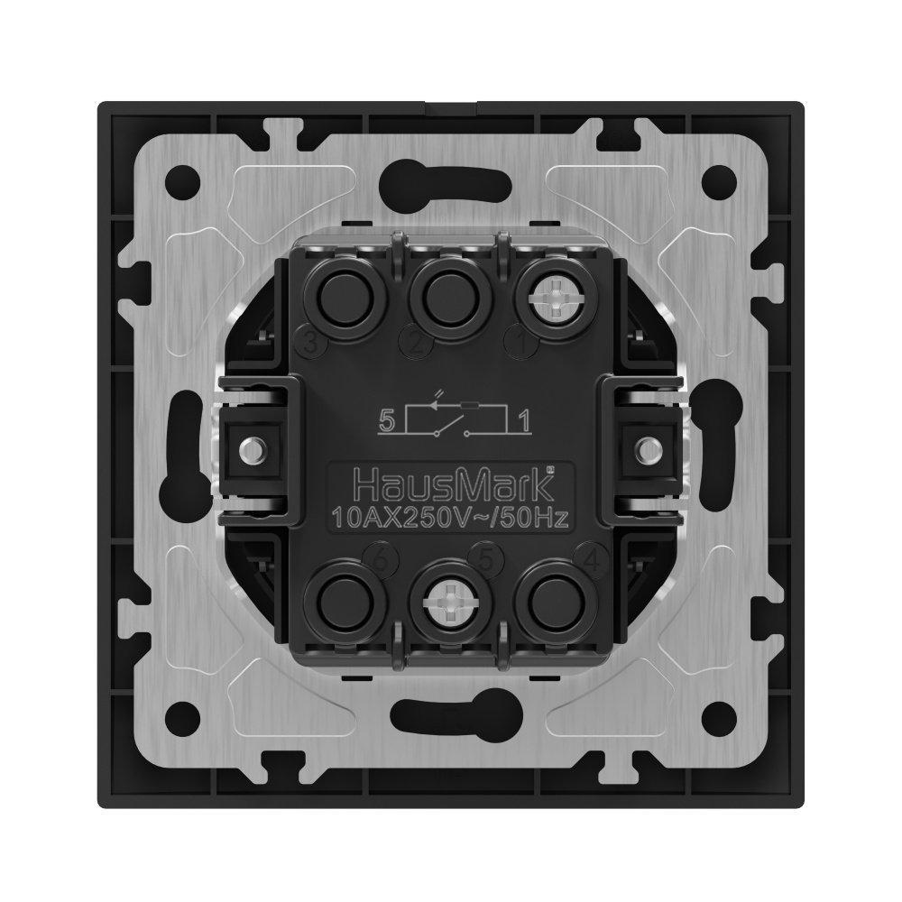 Выключатель одноклавишный HausMark Bela с подсветкой черный SNG-SWP.RD20MG1W1L-BK