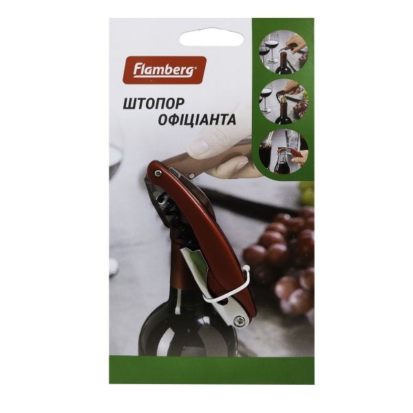 Штопор офіціанта 11 см червоний Flamberg