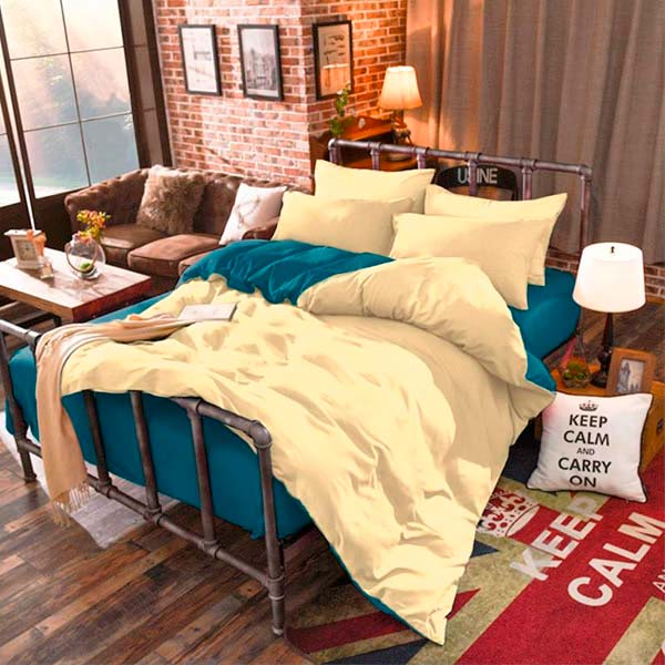 Комплект постельного белья corsair+vanilla евро кремовыйбирюзовый 