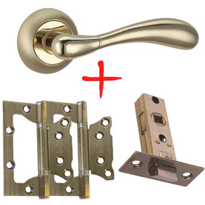 Комплект RDA ручка с защелкой + 2 петли латунь/матовая латунь