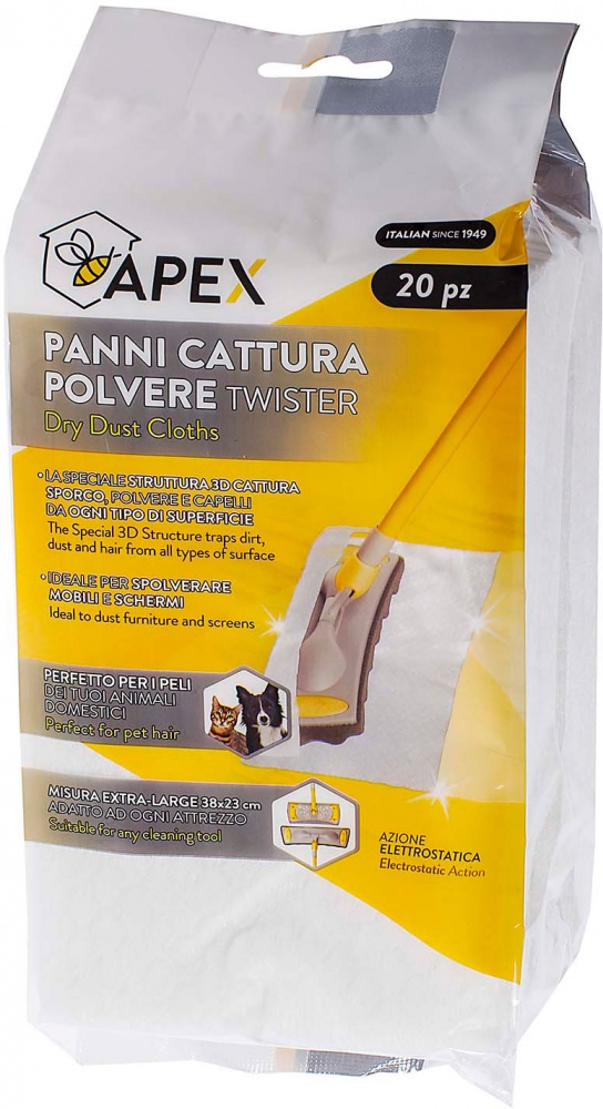 Сухі серветки для підлоги Apex Twister 38x23 см 20 шт./уп.