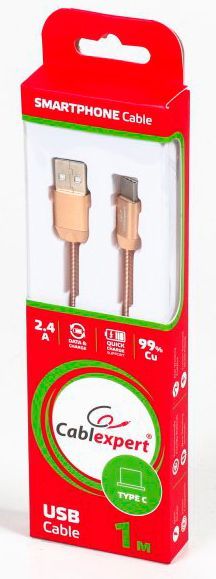 Кабель CABELEXPERT USB Type-C 1 м золотой (CCPB-C-USB-08G) 
