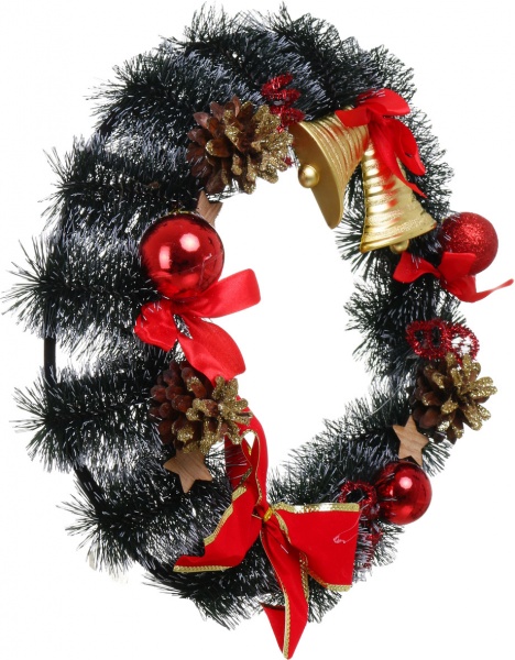 Вінок різдвяний з прикрасами колір в асортименті d370 мм 
