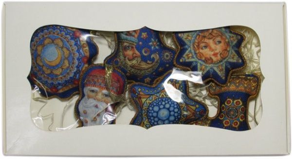 Набір підвісок Місячне сяйво, дзвіночок, ярило, дід Мороз, морська зірочка, чобіток 6 шт. 15 см