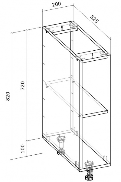 Тумба нижня відкрита 200x820x522 мм горіх лісовий 