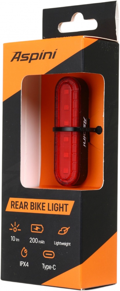 Фонарь велосипедный Aspini 10 Lm черный RL-10-BLK